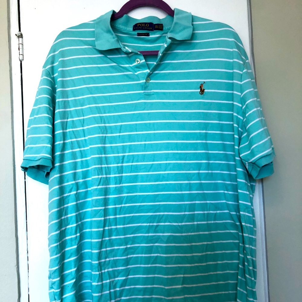 Ralph Lauren Polo classic fit Mint Stripe - Mens XXL